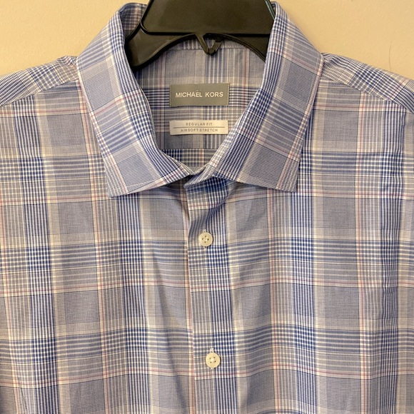 Michael Kors regular fit air soft stretch plaid cotton men’s dress shirt XXL 🌞 - Picture 5 of 13